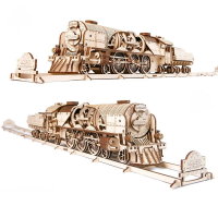 UGEARS 70058 Dampf-Lokomotive V-Express 3D Holz Bausatz Puzzle Modellbausatz