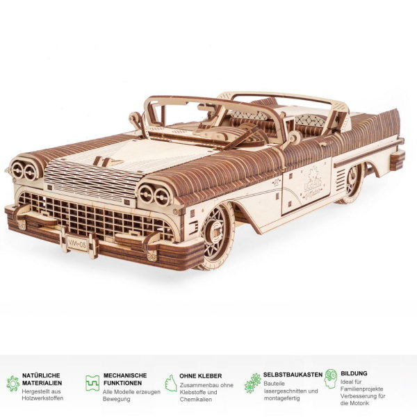 UGEARS VM-05 Traum Cabriolet 3D Holz Bausatz Puzzle Modellbausatz 70073