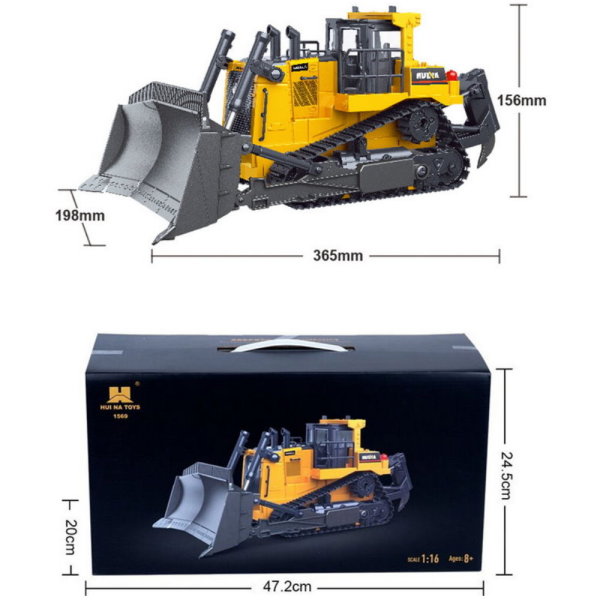 Huina 1554 RC Planierraupe Bulldozer Baumaschine 2.4 GHz incl. Akku RTR 1:16