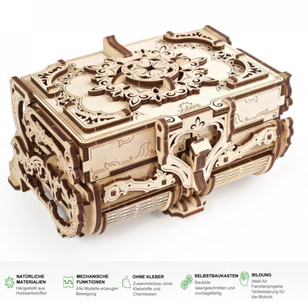 UGEARS Antik Box Schatulle Schmuckkästchen Modellbau 3D Holz Puzzle Bausatz