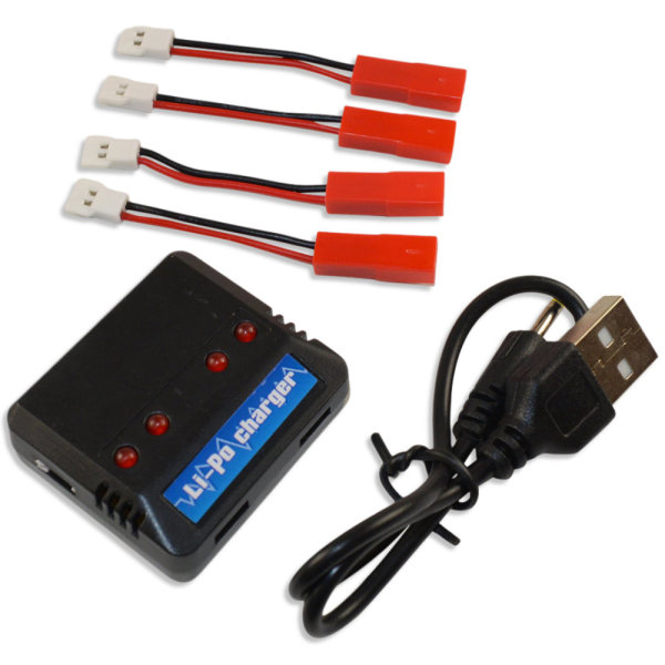 USB Ladegerät für 1S 3,7V Lipo Akku Syma X5 SW Walkera und JST-BEC 240-1200mAh