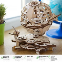 UGEARS Globus mechanischer Holz-Modellbausatz 3D Holz-Puzzle