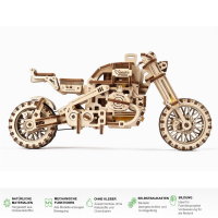 UGEARS Scrambler UGR-10 Motorrad mit Beiwagen Modellbausatz 3D Holz-Puzzle