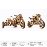 UGEARS Scrambler UGR-10 Motorrad mit Beiwagen Modellbausatz 3D Holz-Puzzle