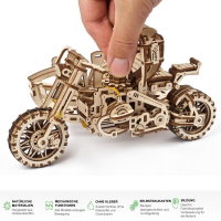 UGEARS Scrambler UGR-10 Motorrad mit Beiwagen Modellbausatz 3D Holz-Puzzle