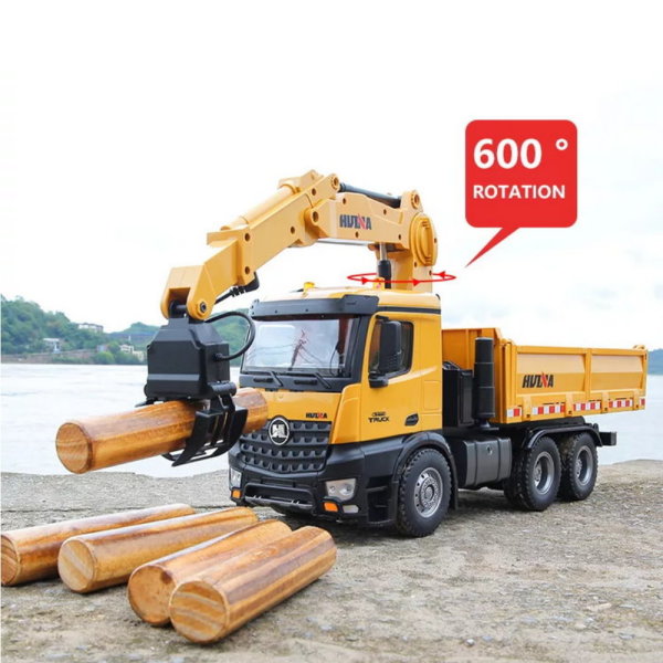 Huina 1575 RC Kipplaster Muldenkipper LKW mit Kran Licht Sound 1:14 2,4 GHz