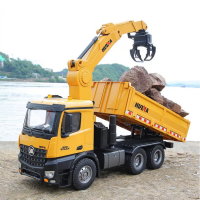 Huina 1575 RC Kipplaster Muldenkipper LKW mit Kran Licht Sound 1:14 2,4 GHz
