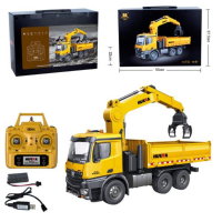 Huina 1575 RC Kipplaster Muldenkipper LKW mit Kran Licht Sound 1:14 2,4 GHz