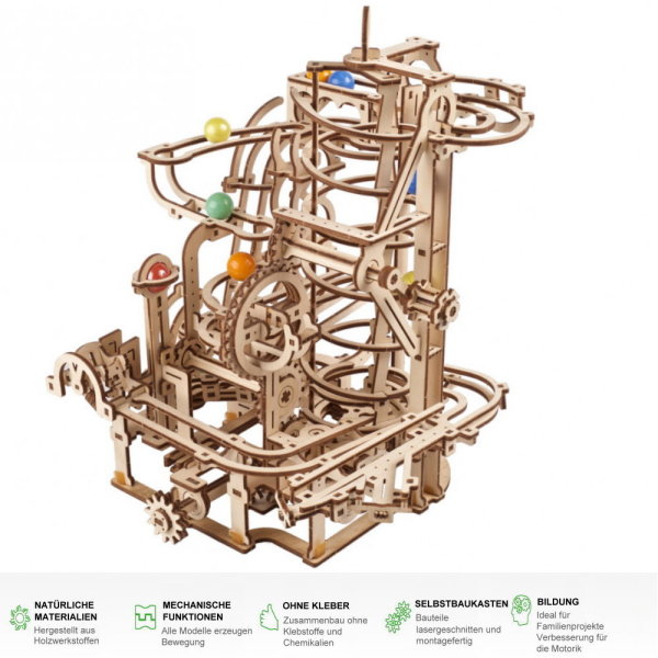 UGEARS Murmelbahn mit Spiralaufzug 3D HolzBausatz HolzPuzzle Modellbausatz 70177
