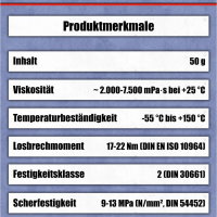 Schraubensicherung mittelfest 50g Gewindekleber Schrauben Sicherung bis M36