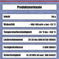 Schraubensicherung hochfest 50g Gewindekleber Schrauben Sicherung bis M20