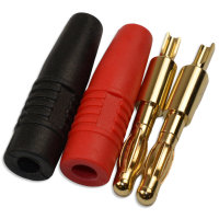 Bananenstecker 4mm Lautsprecher Stecker vergoldet Rot+Schwarz Laborstecker