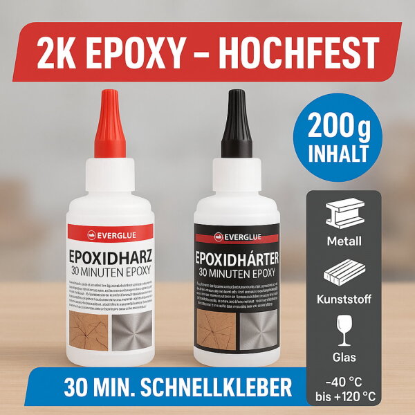 2K Epoxidharz Kleber 200g 30 min Schnellkleber, hochfest & temperaturbeständig