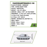 COBI 2572 Panzerkampfwagen E-100 1511 Teile 1:28 WWII Historical Collection